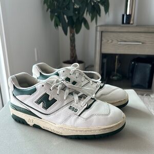 New Balance Men's White and Green Sneakers